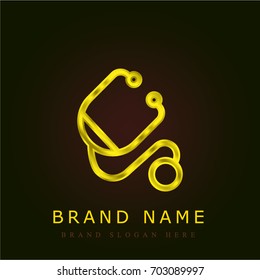 Stethoscope golden metallic logo