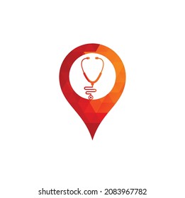 Stethoscope gps shape concept logo. medical icon. health symbol.	