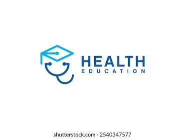 stethoscope with graduation cap logo. education health doctor symbol vector design