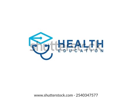 stethoscope with graduation cap logo. education health doctor symbol vector design