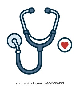 Stethoscope graphic icon blue sign isolated on white background medicine 