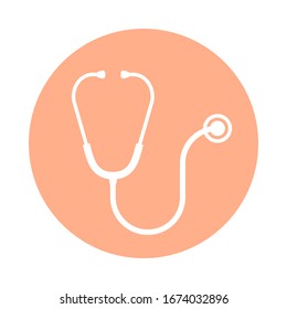 Stethoscope graphic icon. Stethoscope sign in the circle isolated on white background. Symbol medicine. Vector illustration