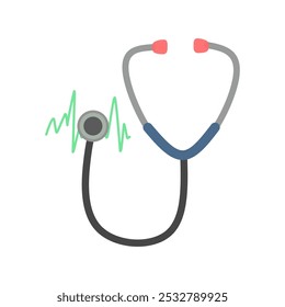 stethoscope with green heart rate line