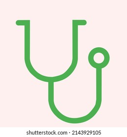 Stethoscope green outline icon logo illustrations. Suitable for health and medical article