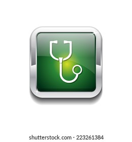 Stethoscope Green Vector Icon Button