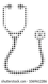 Stethoscope halftone vector icon. Illustration style is dotted iconic Stethoscope icon symbol on a white background. Halftone texture is round elements.