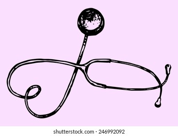 stethoscope, hand drawn, doodle style, sketch illustration