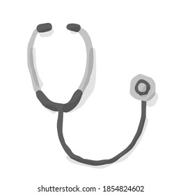Stethoscope; Hand drawn vector illustration like woodblock print