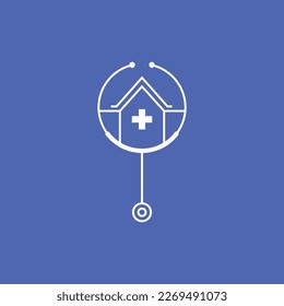 stethoscope health care medical hospital clinic line logo design vector icon illustration