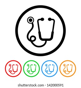 Stethoscope Health & Medical Icon in Vector Format with Four Color Variations