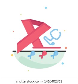 Stethoscope, Health, Ribbon, Awareness Abstract Flat Color Icon Template