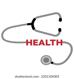 stethoscope with health text logo vector