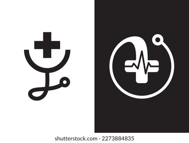 stethoscope and healthcare logo medical design vector illustration