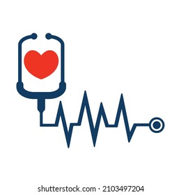 Stethoskop und Herzschlag Vektordesign. Symbol für Gesundheit und Medizin.