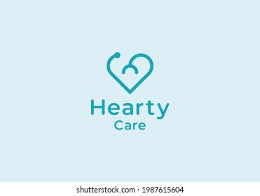Stethoscope Heart Care Logo, Stethoscope In Heart Shape, Logo Template
