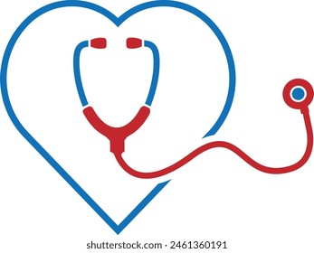 Stethoscope in Heart Creative Logo icon for medical Health Care