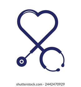 Stethoscope with heart for doctor hospital clinic logo design