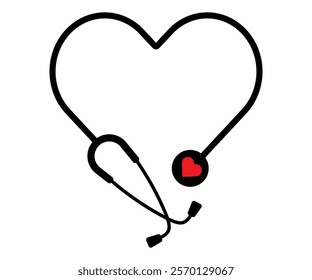 Stethoscope heart healthcare concept cardiologist instrument illustration 