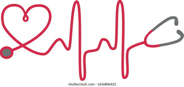 Stethoscope With Heart And Heartbeat