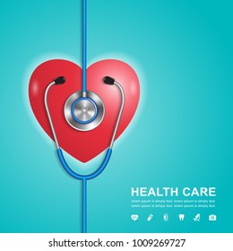 stethoscope, heart and heartbeat flat icons in medicine, medical, health, cross, healthcare decoration for flyers, poster, web, banner, and card vector illustration
