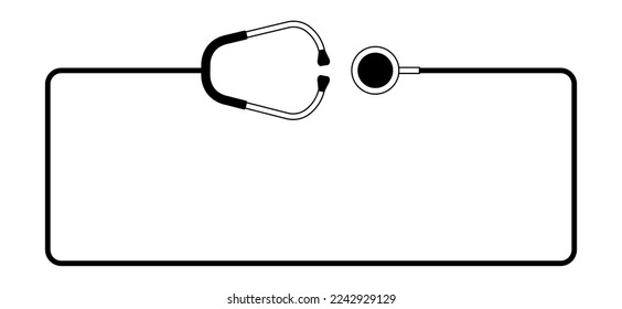 Stethoscope, heart icon. Doctor tool. Stethoscope cardio device. Healthcare, heartbeat pictogram. Medical stethoscope, is an instrument for listening to sounds in the body. Heart check, line pulse.