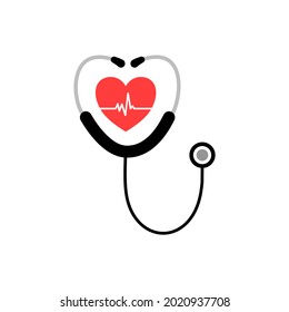 Stethoscope heart icon isolate on white background.