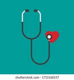 Stethoscope With Heart Icon Isolated On White Background. Vector Illustration. Eps 10.