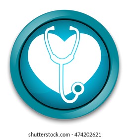 Stethoscope and heart icon, medical sign
