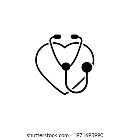 stethoscope with heart  icon vector