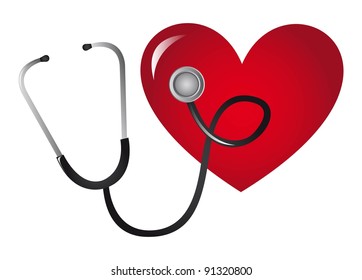 stethoscope and heart isolated over white background. vector illustration