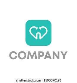 stethoscope heart logo icon design template sign