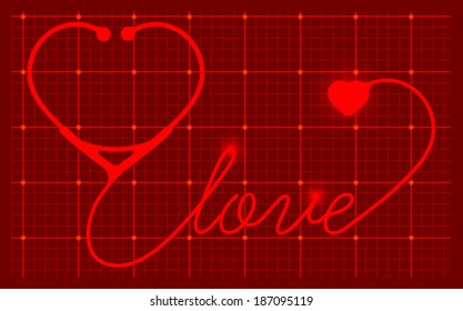 stethoscope heart with love, vector