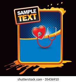 stethoscope and heart on splat banner