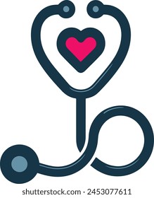 A stethoscope with a heart on it vector icon.
