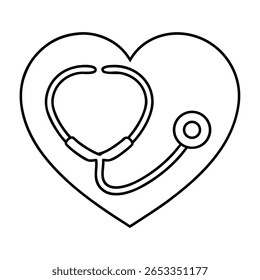 stethoscope in heart  on white background 