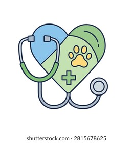 Stethoscope and heart with paw print