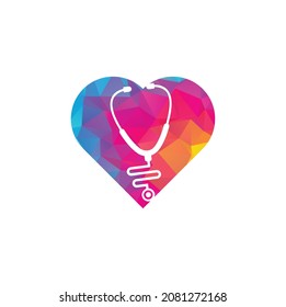 Logo del concepto de forma cardiaca de estetioscopio. icono médico. símbolo de estado.	