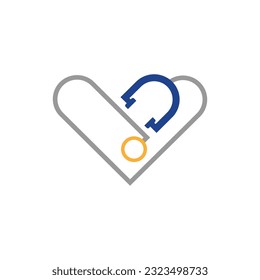 Stethoscope heart shape line art design. Medical clipart icon for nurses or doctors. Vector illustration