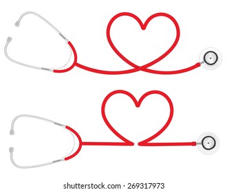 Stethoscope Heart Shape, medical concept, vector 10