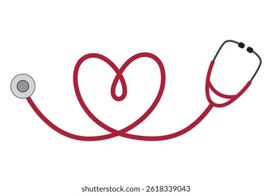Stethoscope with Heart shape medical and healthcare heartbeat illustration 