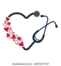 Stethoscope With Heart Shape Vector, Medical Stethoscope Heart Shape Vector, Stethoscope Vector, Health Stethoscope Icon, Medical tools Vector, Doctor, Nurse, Doctor, Health