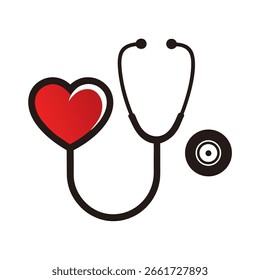 Estetoscopio con símbolo de corazón icono de Vector