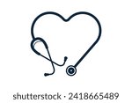 Stethoscope Heart Vector, Medical Stethoscope Heart Shape Vector, Stethoscope Pulse Vector, Heart Health Icon, Medical tools Vector, Stethoscope typography, Doctor, Nurse, Doctor 