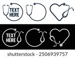 Stethoscope Heart Vector, Medical Stethoscope Heart Shape Vector, Stethoscope Pulse Vector, Medical tools Vector, Stethoscope typography, Doctor, Nurse, Doctor, Health