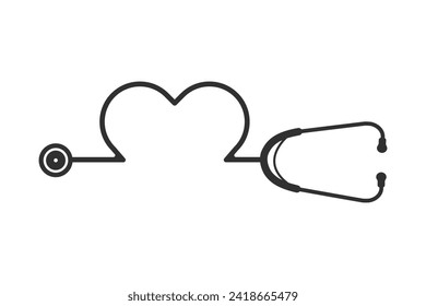 Stethoscope Heart Vector, Medical Stethoscope Heart Shape Vector, Stethoscope Pulse Vector, Heart Health Icon, Medical tools Vector, Stethoscope typography, Doctor, Nurse, Doctor 