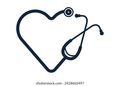 Stethoscope Heart Vector, Medical Stethoscope Heart Shape Vector, Stethoscope Pulse Vector, Heart Health Icon, Medical tools Vector, Stethoscope typography, Doctor, Nurse, Doctor 
