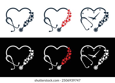 Stethoscope Heart Vector, Medical Stethoscope Heart Shape Vector, Stethoscope Pulse Vector, Medical tools Vector, Stethoscope typography, Doctor, Nurse, Doctor, Health