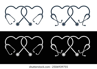 Stethoscope Heart Vector, Medical Stethoscope Heart Shape Vector, Stethoscope Pulse Vector, Medical tools Vector, Stethoscope typography, Doctor, Nurse, Doctor, Health