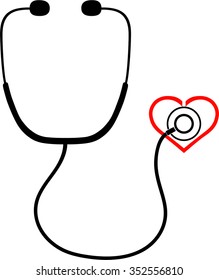 Stethoscope with heart. Vector version