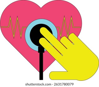 Stethoscope heartbeat checking simple vector illustration doodle